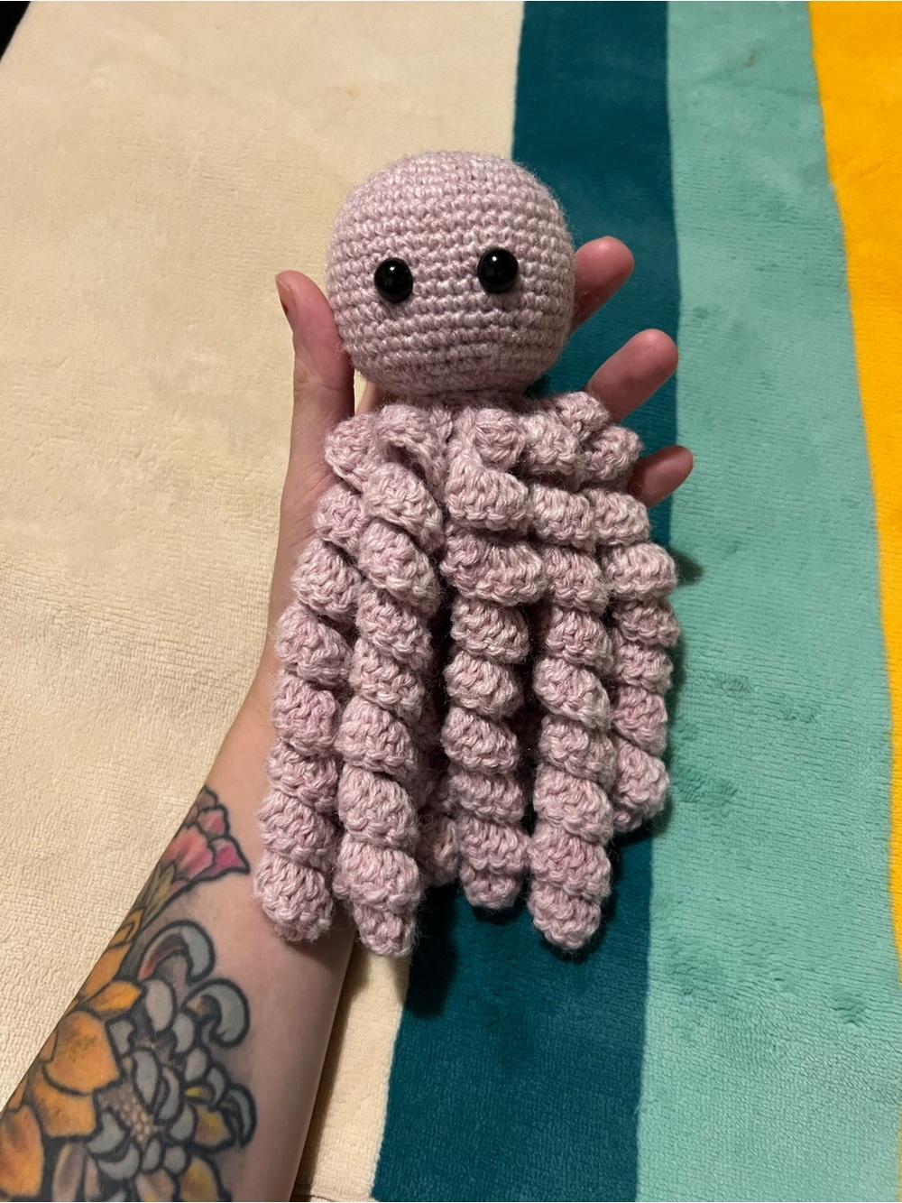 Pink Hint Of Fuzz Crocheted Octopus 🐙